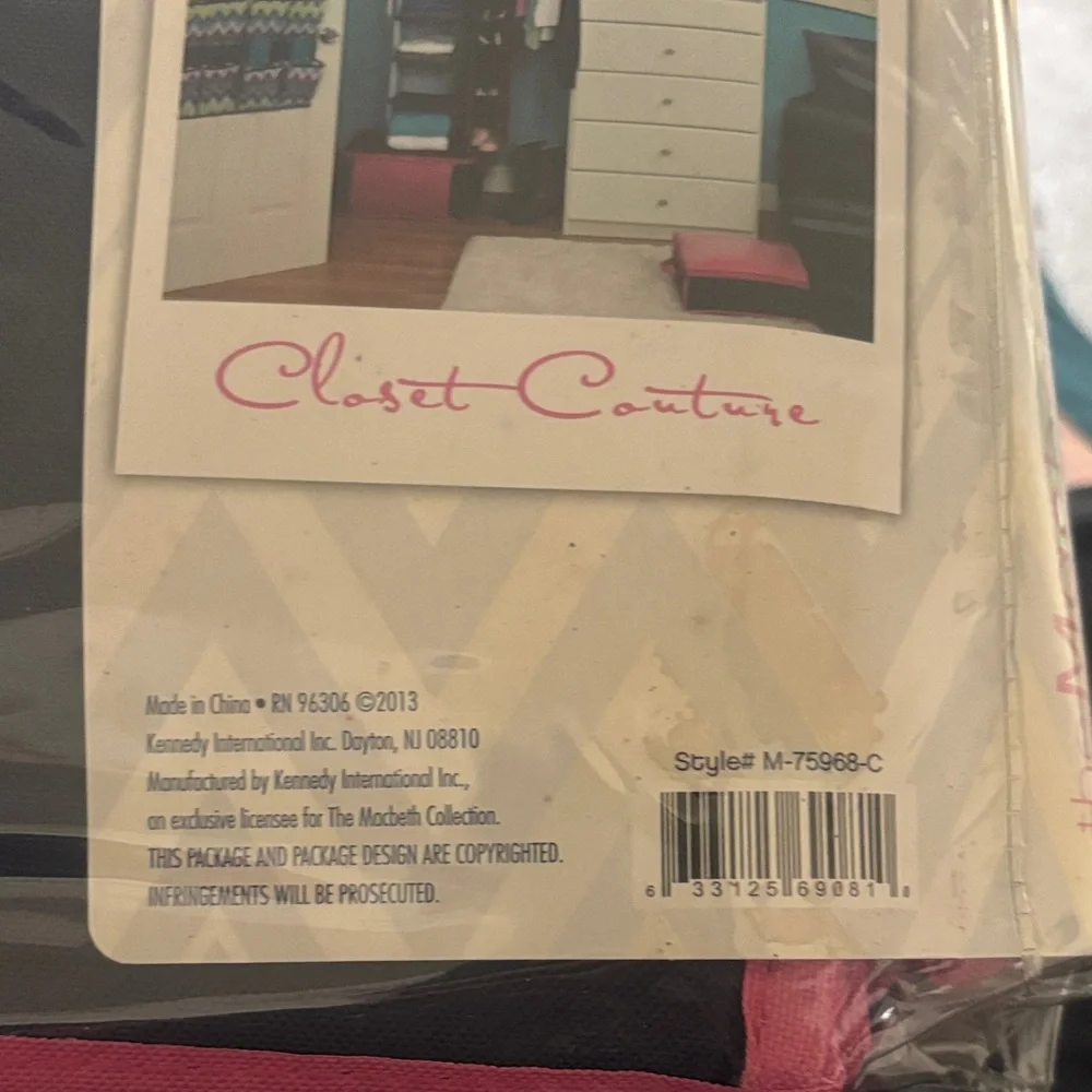 Macbeth Collection by Margaret Josephs Pink and Black Hanging Closet Organizer